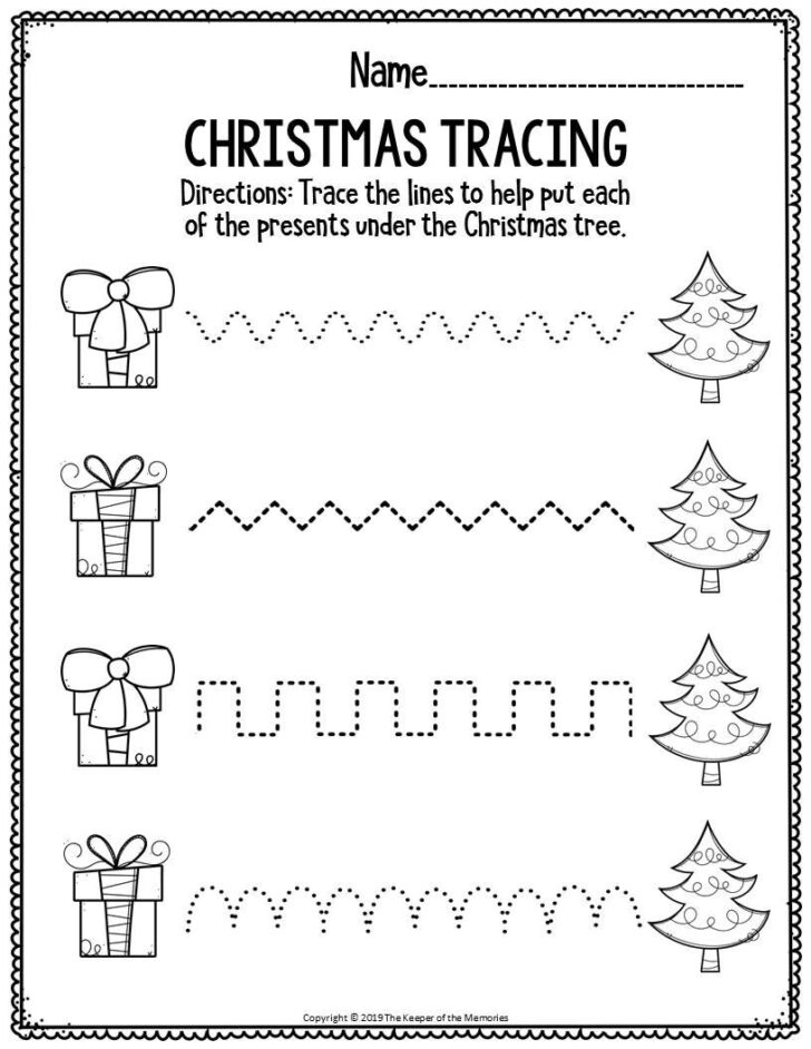 Christmas Tracing Worksheets For Preschool