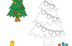 Trace And Color For Kids Christmas Tree Royalty Free Vector in Christmas Tree Tracing Printables