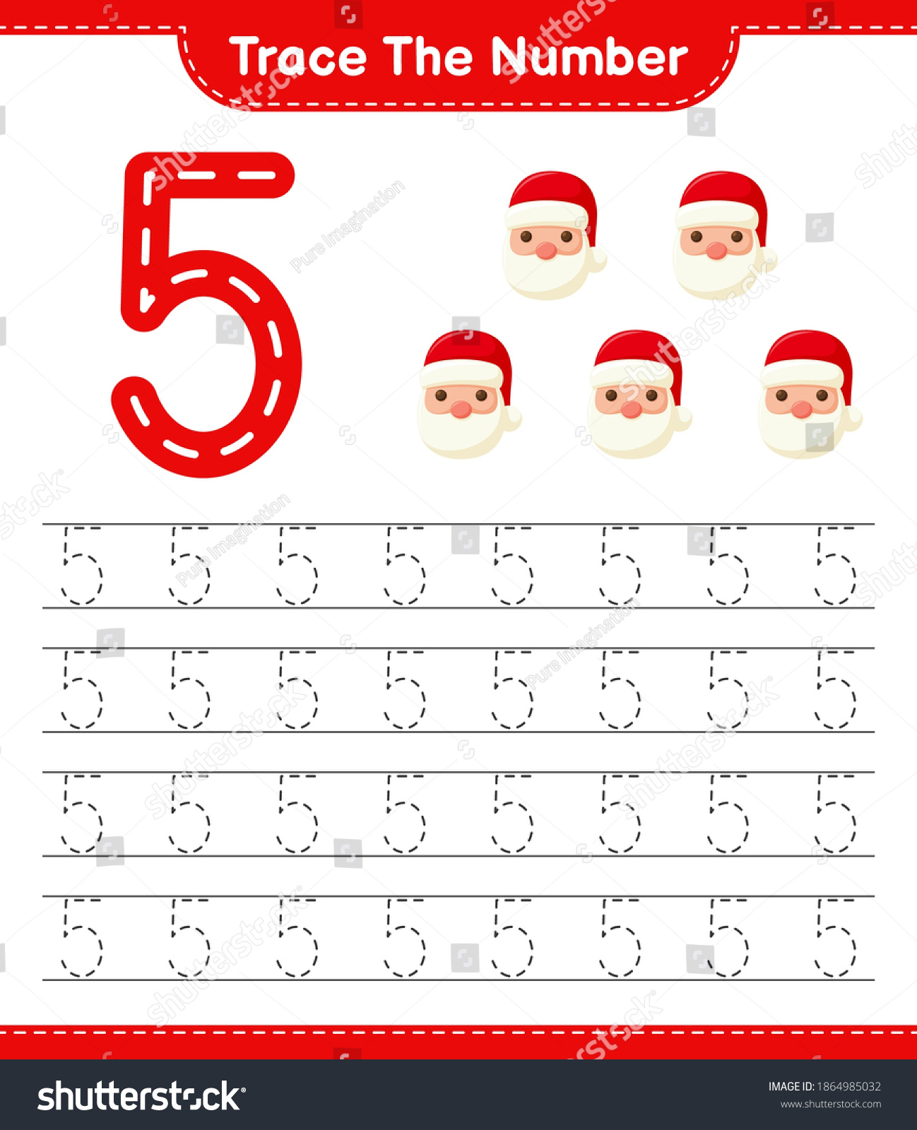 Trace Number Tracing Number Santa Claus Stock Vector (Royalty Free inside Christmas Number Tracing Worksheets Printable